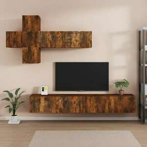 vidaXL 7 részes füstös tölgy színű szerelt fa TV-szekrényszett kép