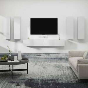 vidaXL 6 részes fehér szerelt fa TV-szekrényszett kép
