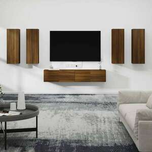 vidaXL 6 részes barna tölgy színű szerelt fa TV-szekrényszett kép