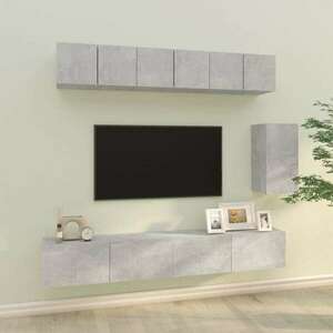 vidaXL 6 részes betonszürke szerelt fa TV-szekrényszett kép