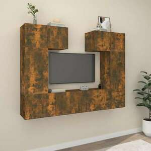 vidaXL 6 részes füstös tölgy színű szerelt fa TV-szekrényszett kép