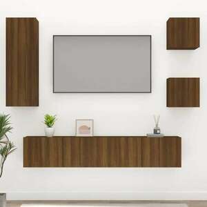 vidaXL 5 részes barna tölgy színű szerelt fa TV-szekrényszett kép