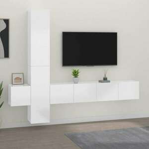 vidaXL 5 részes magasfényű fehér szerelt fa TV-szekrényszett kép