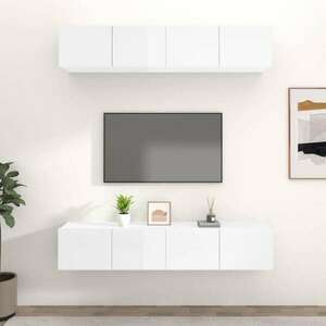 vidaXL 4 db magasfényű fehér szerelt fa fali TV-szekrény 80x30x30 cm kép