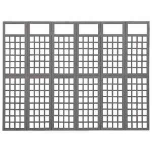 Szürke 6 paneles tömör fenyőfa térelválasztó/lugasrács 242, 5x180cm kép
