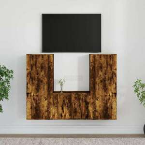 vidaXL 3 részes füstös tölgy színű szerelt fa TV-szekrényszett kép
