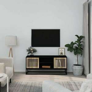 vidaXL fekete szerelt fa és vas TV-szekrény 105 x 30 x 45 cm kép