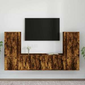 vidaXL 4 részes füstös tölgyszínű szerelt fa TV-szekrényszett kép