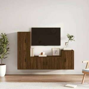 vidaXL 4 részes barna tölgy színű szerelt fa TV-szekrényszett kép