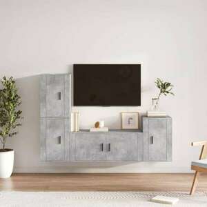 vidaXL 4 részes betonszürke szerelt fa TV-szekrényszett kép