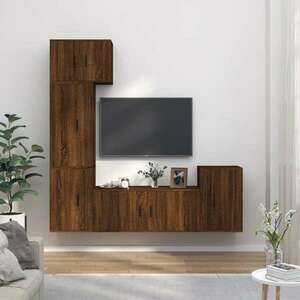 vidaXL 5 részes barna tölgy színű szerelt fa TV-szekrényszett kép
