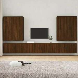 vidaXL 7 részes barna tölgy színű szerelt fa TV-szekrényszett kép