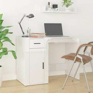 vidaXL magasfényű fehér színű szerelt fa íróasztal 100x49x75 cm kép