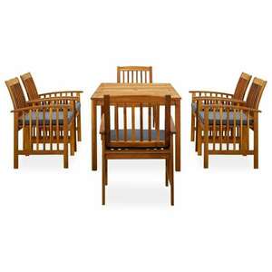 3058089 7 piece garden dining set with cushions solid acacia wood... kép