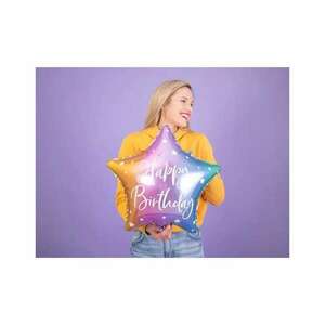 Fólia lufi "Happy Birthday" felirattal, 40cm többszínű kép