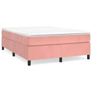 Rózsaszín bársony rugós ágy matraccal 140x190 cm kép