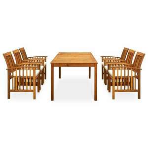 3058090 7 piece garden dining set with cushions solid acacia wood... kép