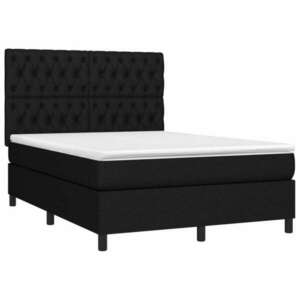 Fekete szövet rugós és led-es ágy matraccal 140x190 cm kép