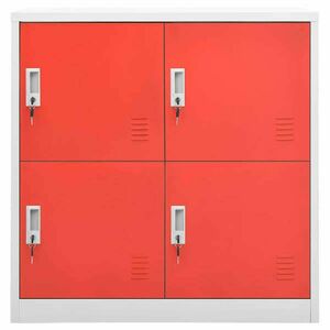 Világosszürke és piros acél zárható szekrény 90 x 45 x 92, 5 cm kép