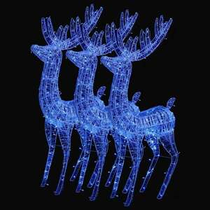 3 db kék xxl akril karácsonyi rénszarvas 250 led 180 cm kép