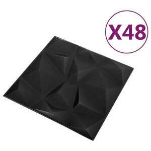 48 darab gyémánt fekete 3d fali panel 50 x 50 cm 12 m² kép