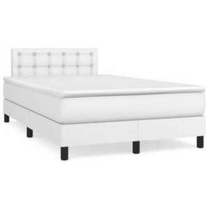 Fehér műbőr rugós ágy matraccal 120 x 200 cm kép
