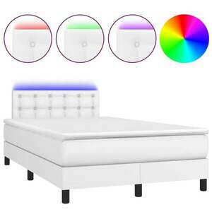 Fehér műbőr rugós ágy matraccal és led-del 120x200 cm kép