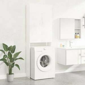 Magasfényű fehér mosógépszekrény 64 x 25, 5 x 190 cm kép