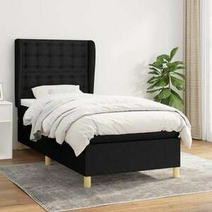 vidaXL fekete szövet rugós ágy matraccal 100 x 200 cm kép