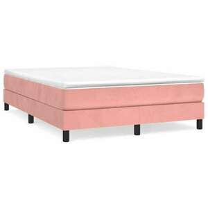 Rózsaszín bársony rugós ágy matraccal 140x200 cm kép