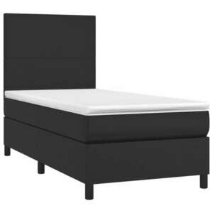 Fekete műbőr rugós ágy matraccal és led-del 90x190 cm kép