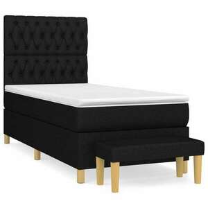 Fekete szövet rugós ágy matraccal 90x190 cm kép