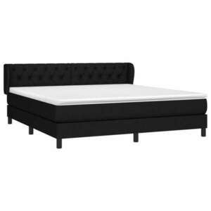 Fekete szövet rugós ágy matraccal 160x200 cm kép