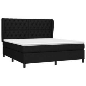 Fekete szövet rugós ágy matraccal 160x200 cm kép