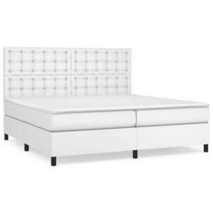 Fehér műbőr rugós ágy matraccal 200 x 200 cm kép