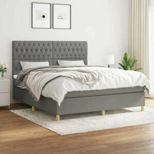vidaXL sötétszürke szövet rugós ágy matraccal 180 x 200 cm kép