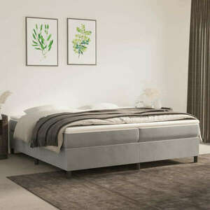 vidaXL világosszürke bársony rugós ágy matraccal 200x200 cm kép