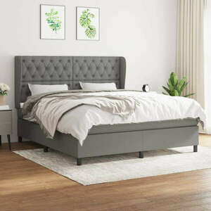 vidaXL sötétszürke szövet rugós ágy matraccal 160 x 200 cm kép