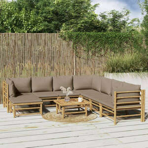 vidaXL 9 részes bambusz kerti ülőgarnitúra tópszínű párnákkal kép