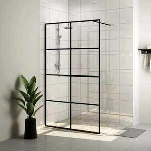 vidaXL fekete zuhanyfal átlátszó ESG üveggel 90 x 195 cm kép