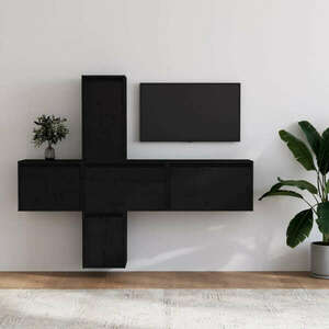 vidaXL 5 darab fekete tömör fenyőfa TV-szekrény kép