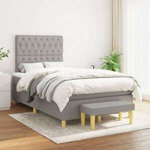 vidaXL világosszürke szövet rugós ágy matraccal 120 x 200 cm kép