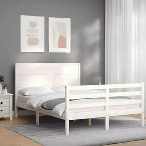 vidaXL fehér tömör fa ágykeret fejtámlával 140 x 200 cm kép