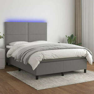 vidaXL sötétszürke szövet rugós és LED-es ágy matraccal 140x190 cm kép
