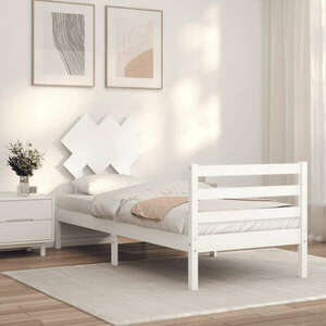 vidaXL fehér tömör fa ágykeret fejtámlával 90 x 200 cm kép