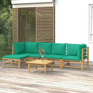 vidaXL 6 részes bambusz kerti ülőgarnitúra zöld párnákkal kép