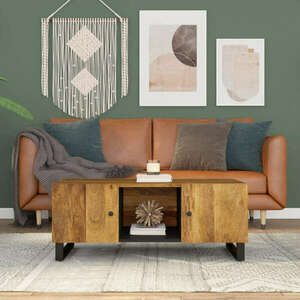 vidaXL tömör mangófa és szerelt fa dohányzóasztal 100 x 54 x 40 cm kép