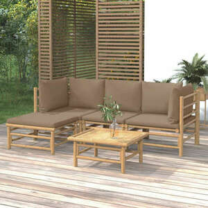 vidaXL 5 részes bambusz kerti ülőgarnitúra tópszínű párnákkal kép