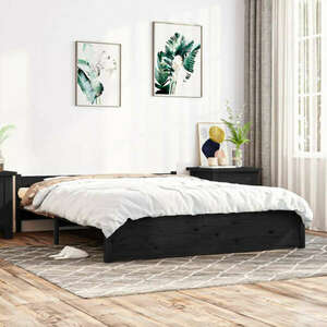 vidaXL fekete tömör fa ágykeret 140x190 cm kép
