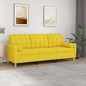 vidaXL 3 személyes világossárga szövet kanapé díszpárnákkal 180 cm kép